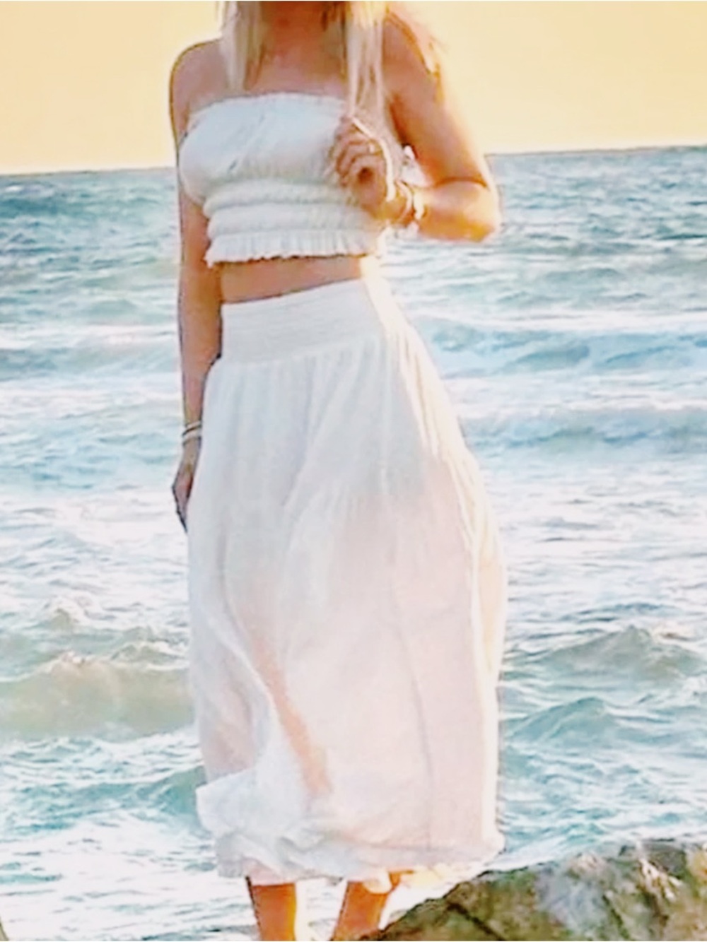 White Bohemian Midi Skirt - Women
